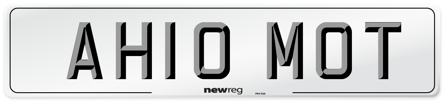 AH10 MOT Number Plate from New Reg